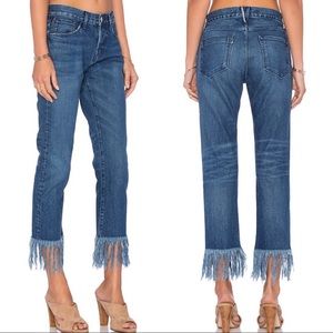 3x1 NYC WM3 Original Fringe Hem Lima Straight Crop Selvedge Denim Jeans Blue 26